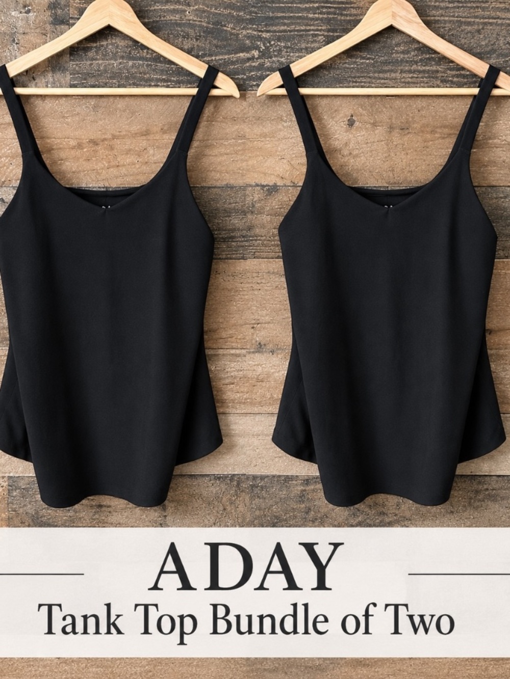ADAY Tank Top BUNDLE OF TWO Small Black Travel Work Capsule